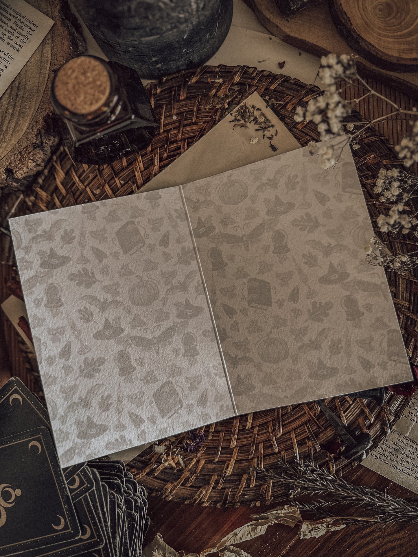 Monochrome Witchy Wallpaper (Samhain Inspired) - Blank Greeting/Note Card