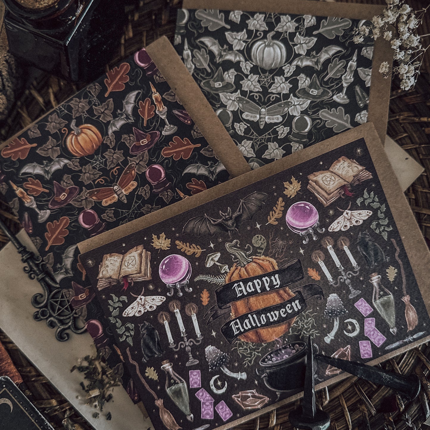 Bundle - 3 x Halloween - Blank Greeting/Note Cards