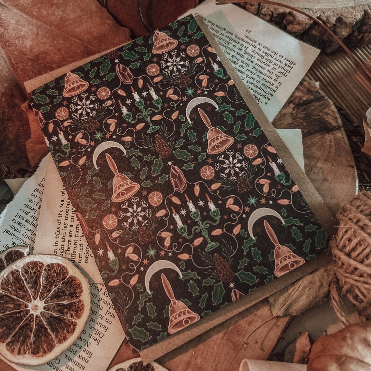 Witchy Wallpaper (Yule Inspired) - Blank Greeting/Note Card