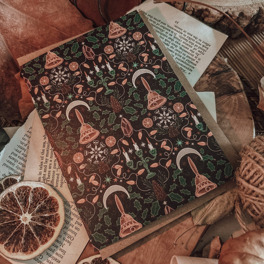 Witchy Wallpaper (Yule Inspired) - Blank Greeting/Note Card